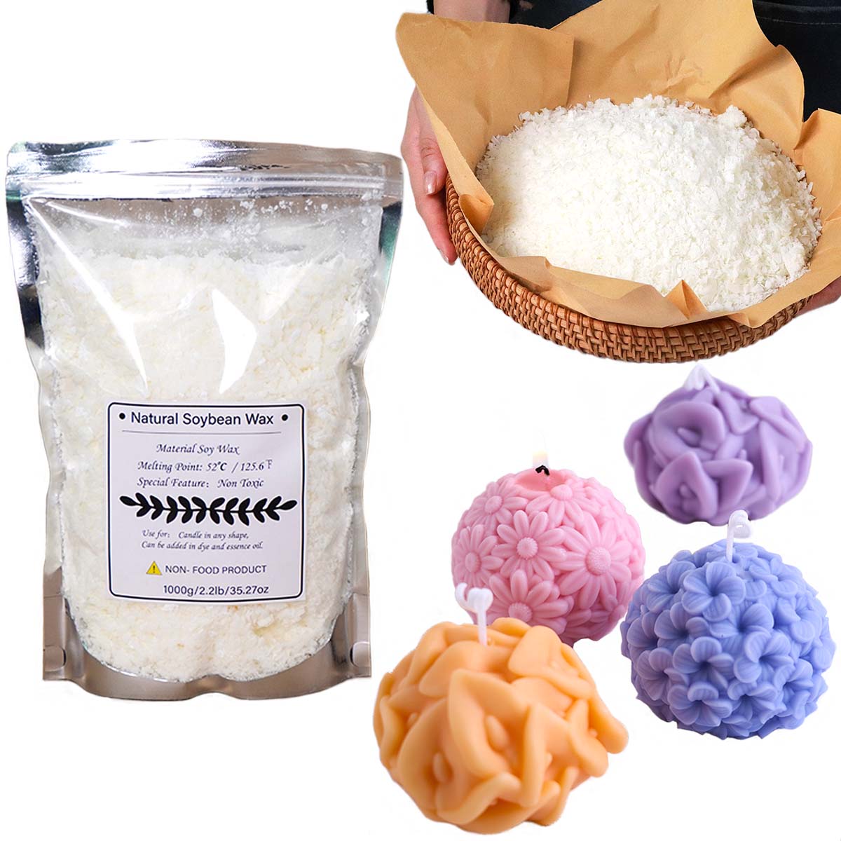500g/1kg Naturale Cera di Soia - Soy Wax Flake recensione e prezzo