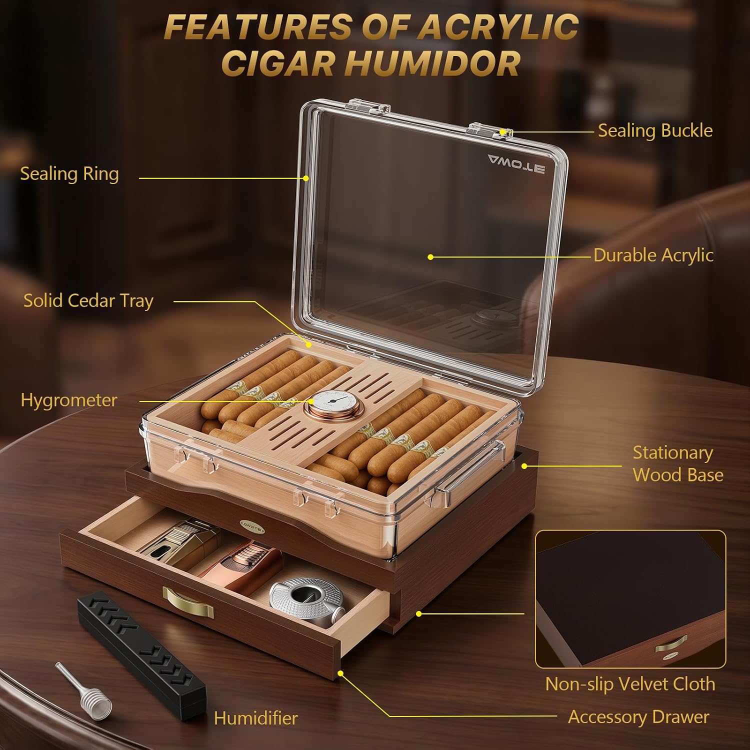 Humidor per Sigari in Acrilico - Home Fragrance Maple Walnut recensione e prezzo